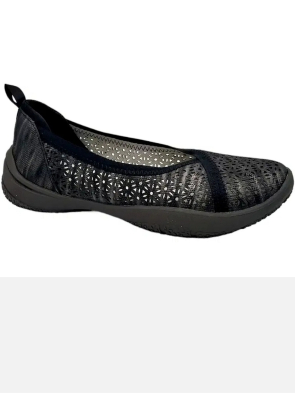 JBU Emma Black Shimmer Casual Slip-On Ballet Flat